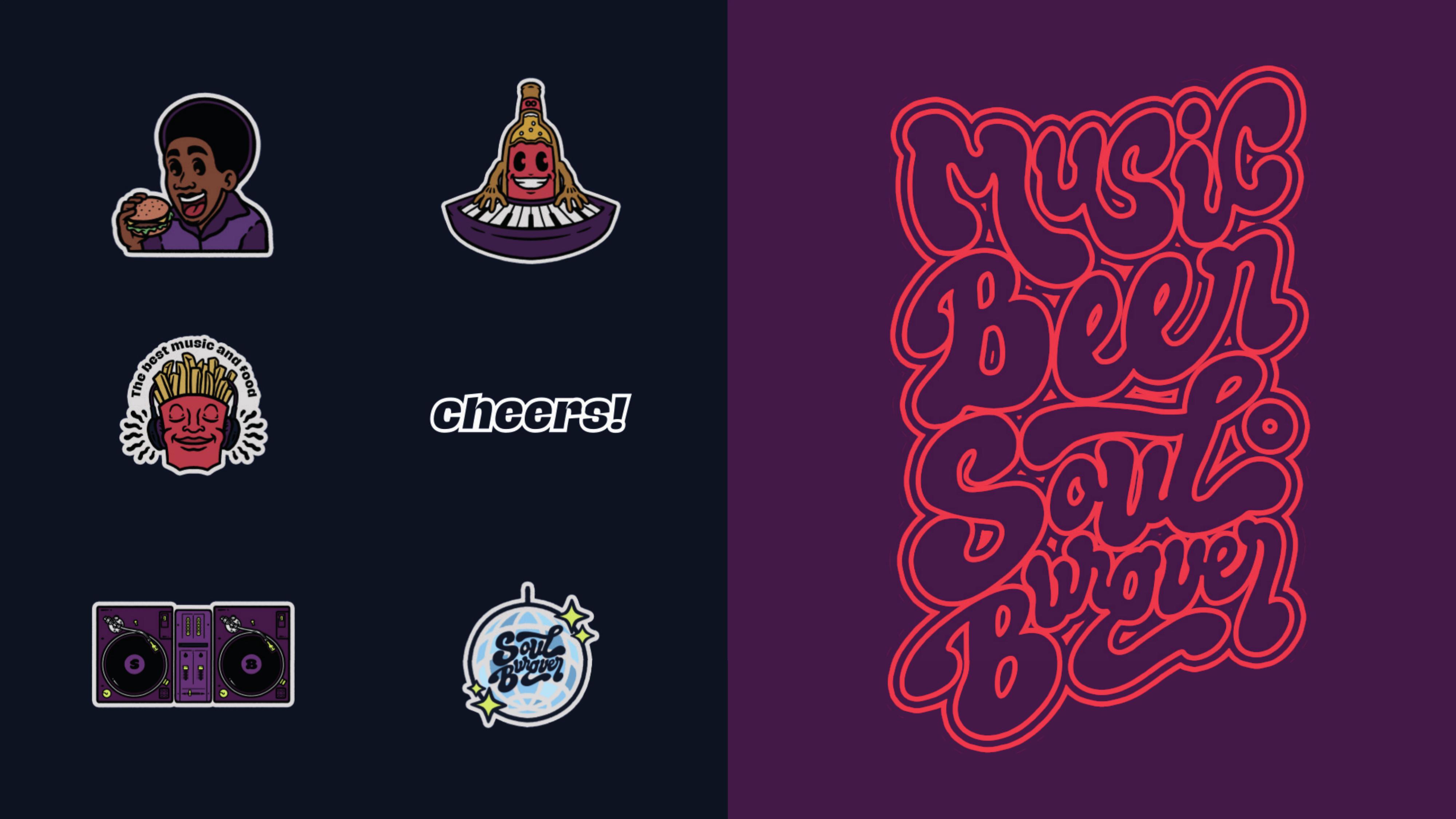 Soul Burguer — sticker characters and typography