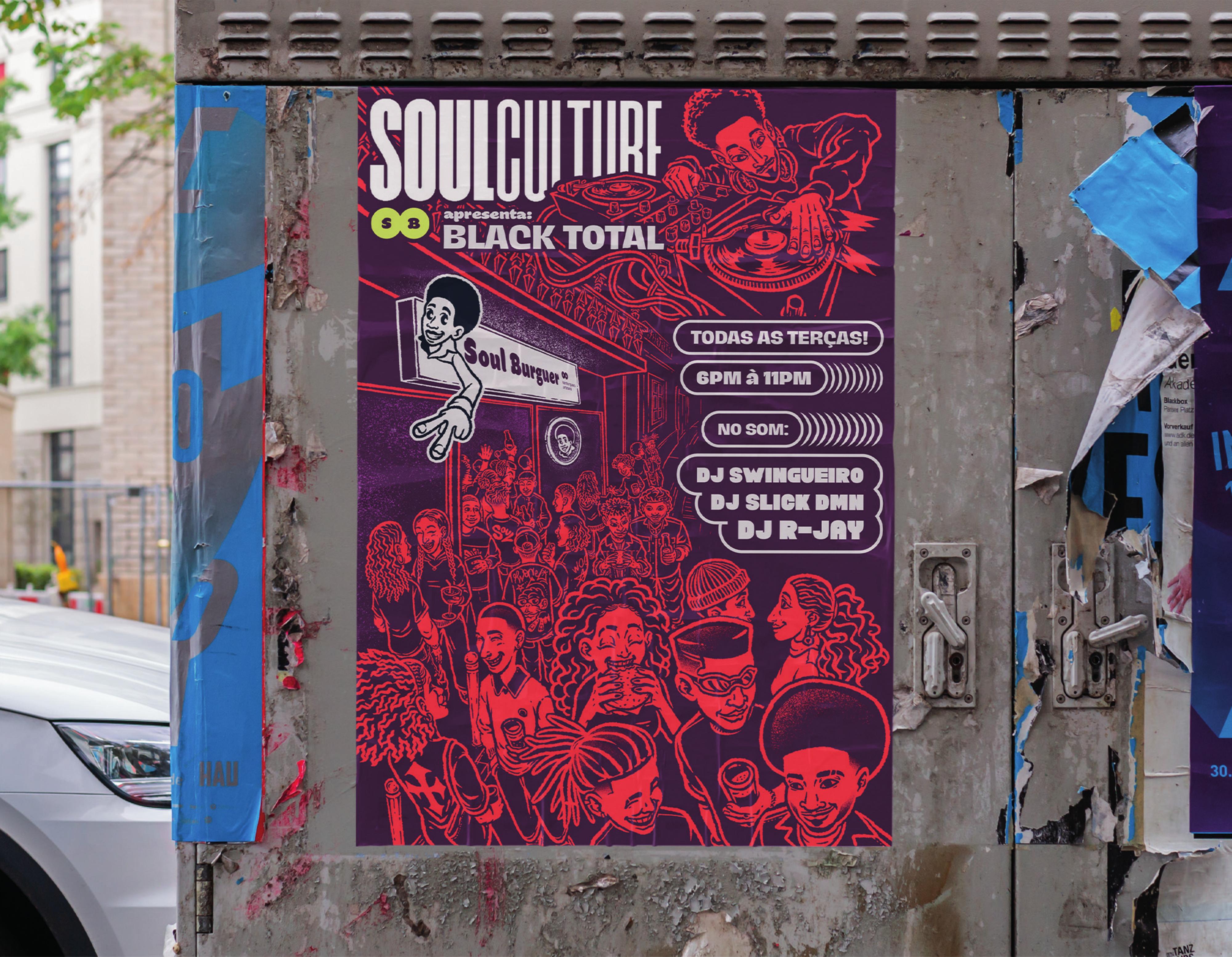 Soul Culture Black Total — event poster on street wall