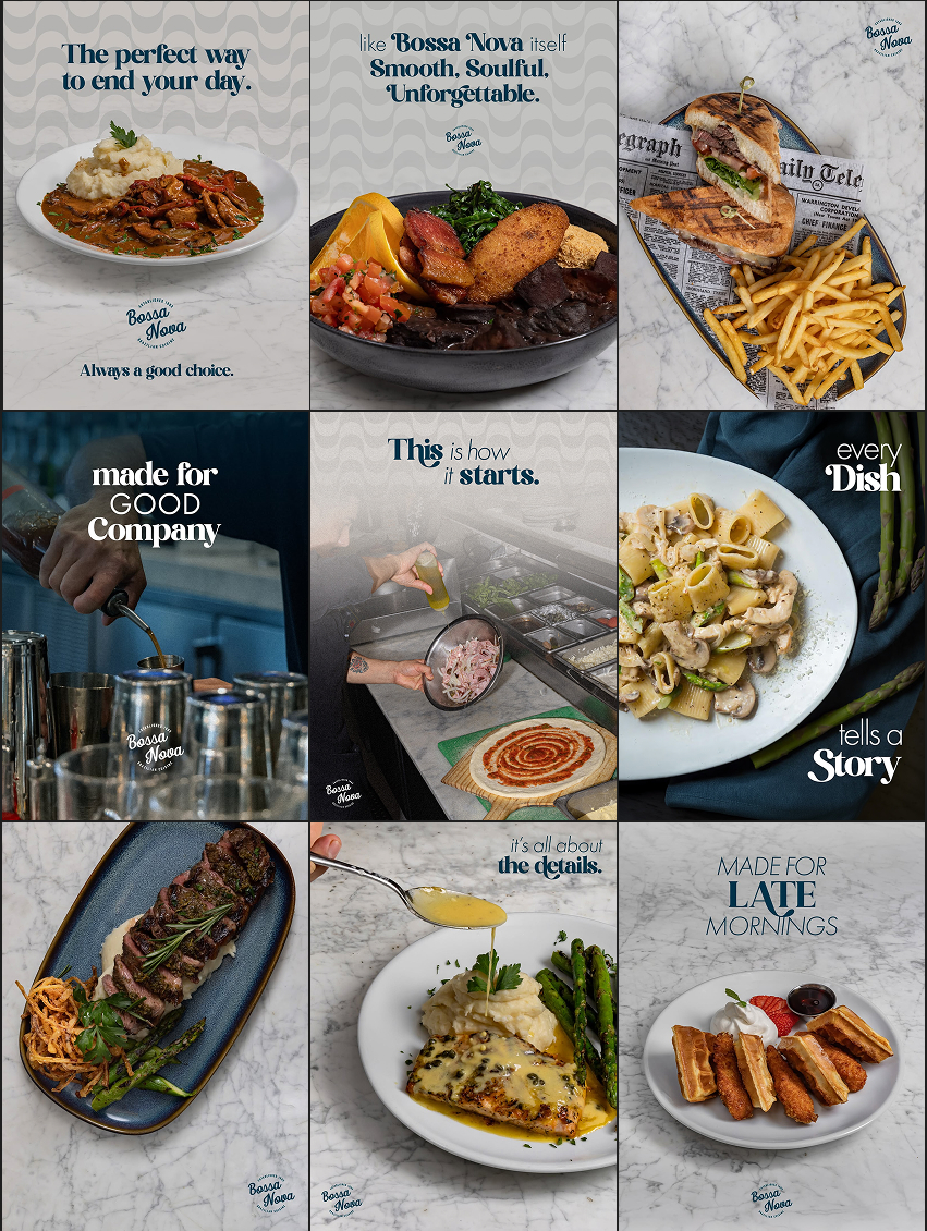 Bossa Nova Instagram content grid, produced by Another Level Agency